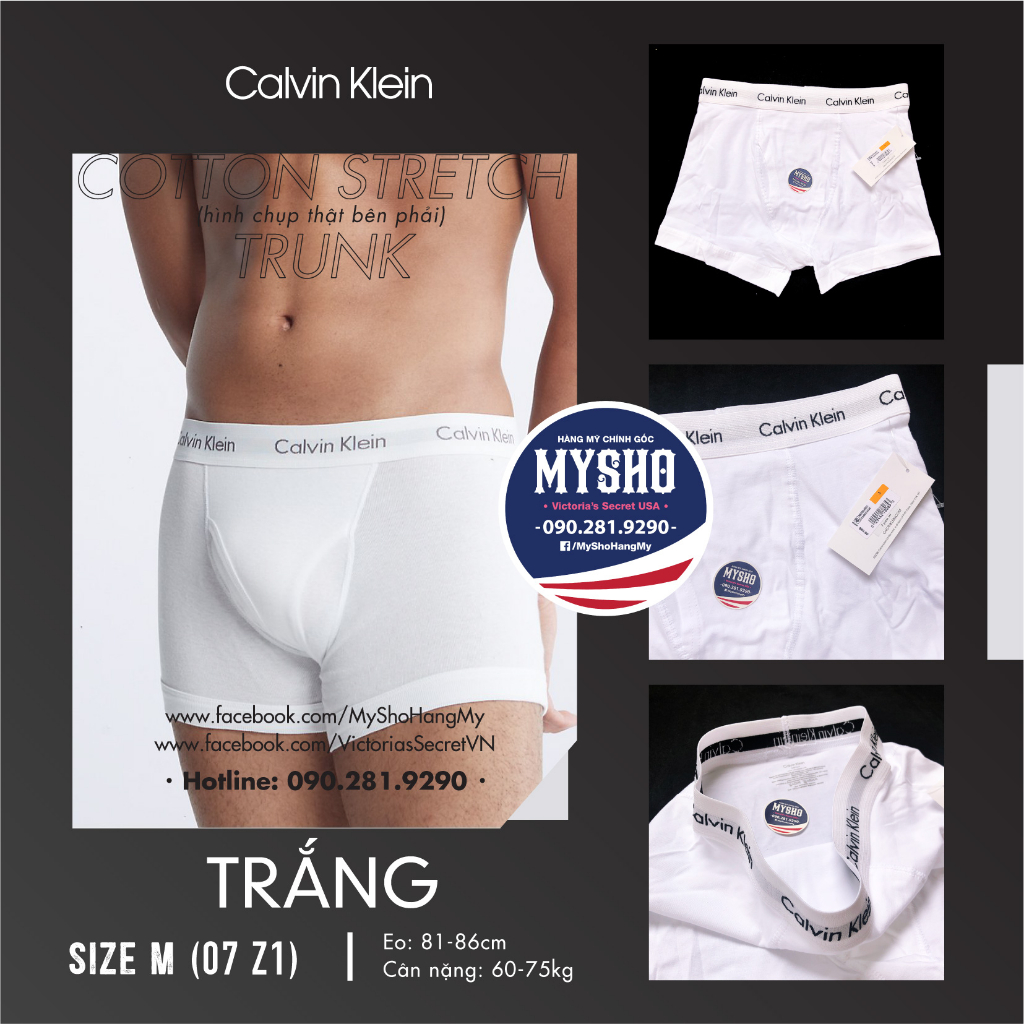 Quần lót Nam chính hãng từ CK Mỹ - Cotton Stretch, Trunk - Chất liệu cotton mềm và mịn, kiêu sexy