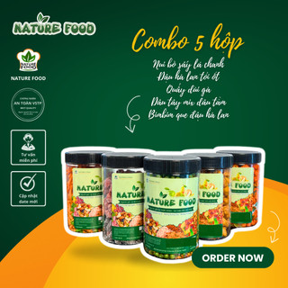 Nui bò + Đậu hà lan + Quẩy đùi gà + Dâu tây tằm mix + Bimbim que đậu hà lan
