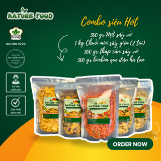 [COMBO SIÊU HOT] Mít sấy vỡ (500gr) + Thập cẩm sấy vỡ (1kg) + Chuối B sấy giòn (500gr) + Bim que đậu hà lan (500gr)