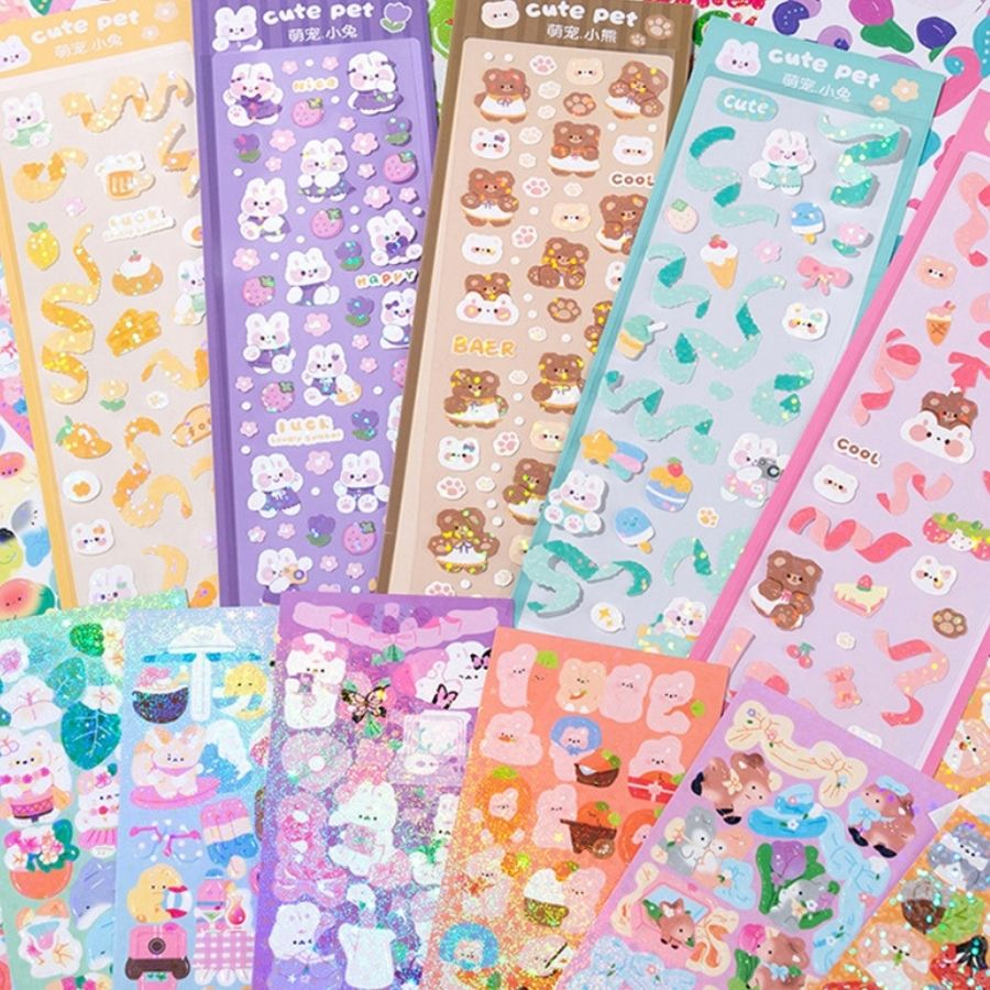 Combo 10 tờ sticker trang trí dán nhãn cute nhiều mẫu giá rẻ decor sách vở, hộp bút, đồ dùng học tập