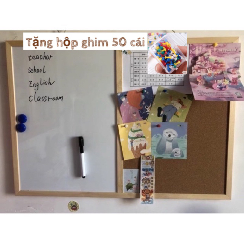 Bảng ghim gỗ bần bảng decor 2 trong 1 , ghim tài liệu  bảng Note treo tường dán ghi chú hàng xuất Châu Âu cao cấp