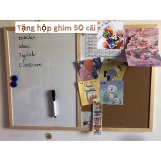 ( Giao HCM)Bảng ghim gỗ bần bảng decor 2 trong 1 , ghim tài liệu  bảng Note treo tường dán ghi chú hàng xuất cao cấp