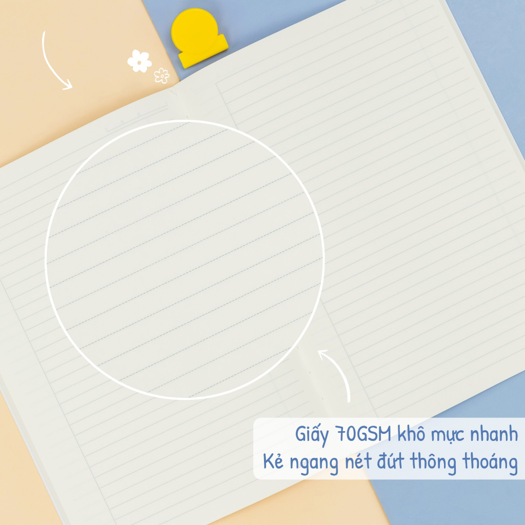 Vở Klong 80-120- 200 trang kẻ ngang dòng chấm B5 may dán gáy bìa màu Pastel sổ Klong giấy dày VPP KLONG