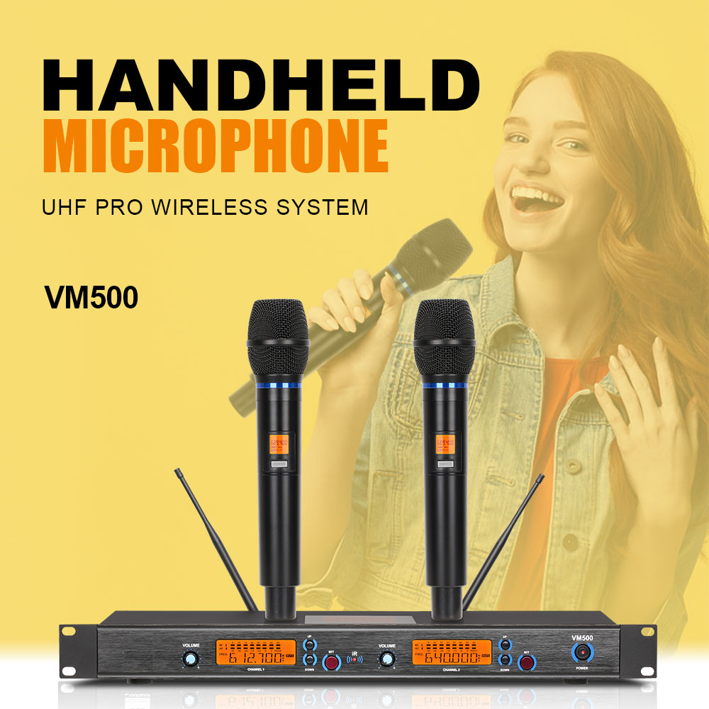 Micro Không Dây  VM500, Tính Năng Cảm Biến Tự Ngắt, Sóng UHF Siêu Cao Bắt Âm Cực Tốt, Đảm Bảo Tiết Kiệm Pin