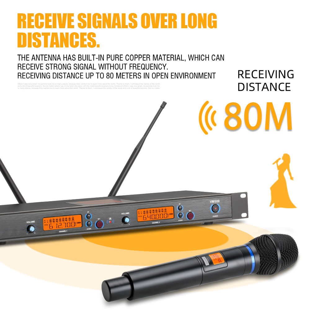 Micro Không Dây  VM500, Tính Năng Cảm Biến Tự Ngắt, Sóng UHF Siêu Cao Bắt Âm Cực Tốt, Đảm Bảo Tiết Kiệm Pin