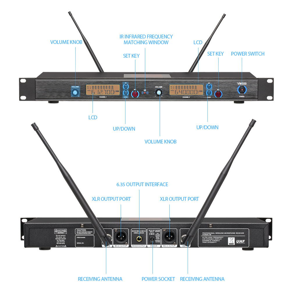 Micro Không Dây  VM500, Tính Năng Cảm Biến Tự Ngắt, Sóng UHF Siêu Cao Bắt Âm Cực Tốt, Đảm Bảo Tiết Kiệm Pin