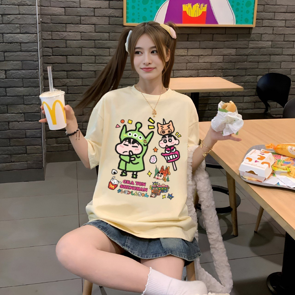 Áo thun unisex bé Shin cậu bé bút chì nhiều họa tiết hài hước Crayon Shin Chan