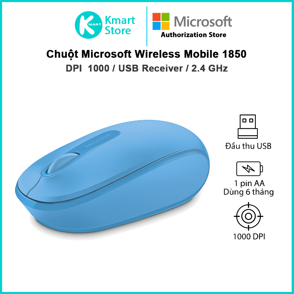 Chuột Không Dây Microsoft 1850 Receiver USB - Hàng Chính Hãng