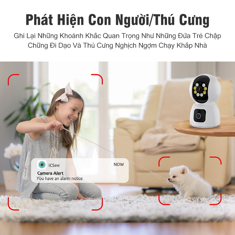 Camera Wifi 2 Mắt Giám Sát Không Dây 4MP Camera Giám Sát 1080p 360 Độ Giám Sát An Ninh Ban Đêm Có Màu