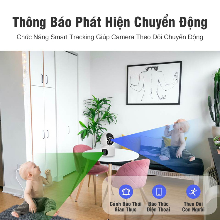 Camera Wifi 2 Mắt Giám Sát Không Dây 4MP Camera Giám Sát 1080p 360 Độ Giám Sát An Ninh Ban Đêm Có Màu