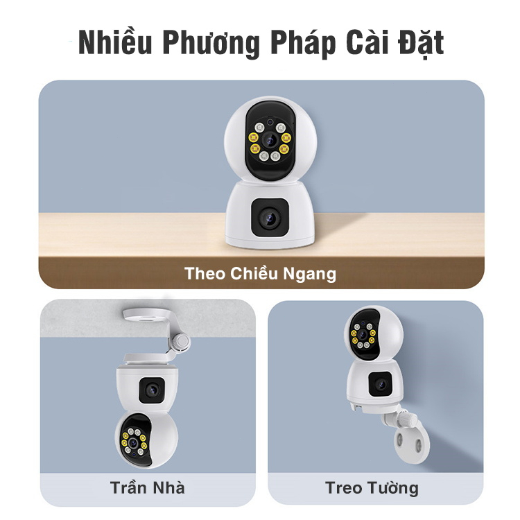 Camera Wifi 2 Mắt Giám Sát Không Dây 4MP Camera Giám Sát 1080p 360 Độ Giám Sát An Ninh Ban Đêm Có Màu