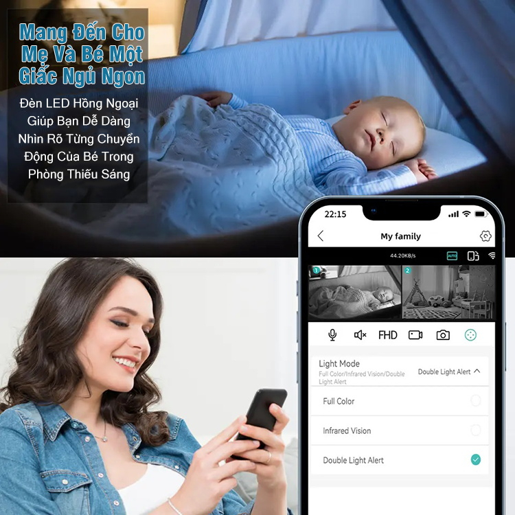 Camera Wifi 2 Mắt Giám Sát Không Dây 4MP Camera Giám Sát 1080p 360 Độ Giám Sát An Ninh Ban Đêm Có Màu