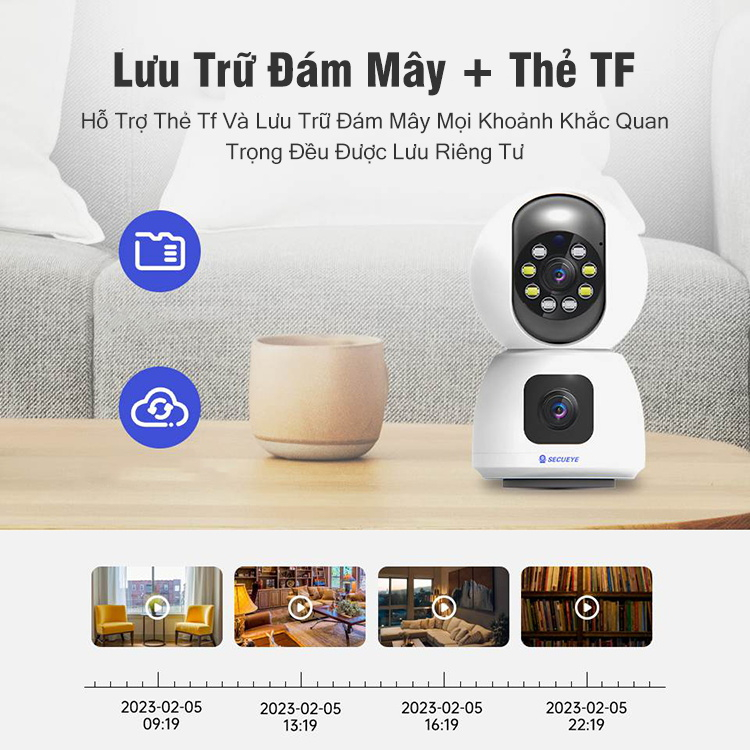 Camera Wifi 2 Mắt Giám Sát Không Dây 4MP Camera Giám Sát 1080p 360 Độ Giám Sát An Ninh Ban Đêm Có Màu
