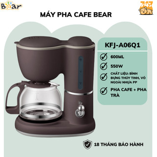 Máy pha cà phê mini tự động bear kfj-a06q1/a06k1 0.6l,pha trà cafe cho gia đình, công sở,bh 18 tháng