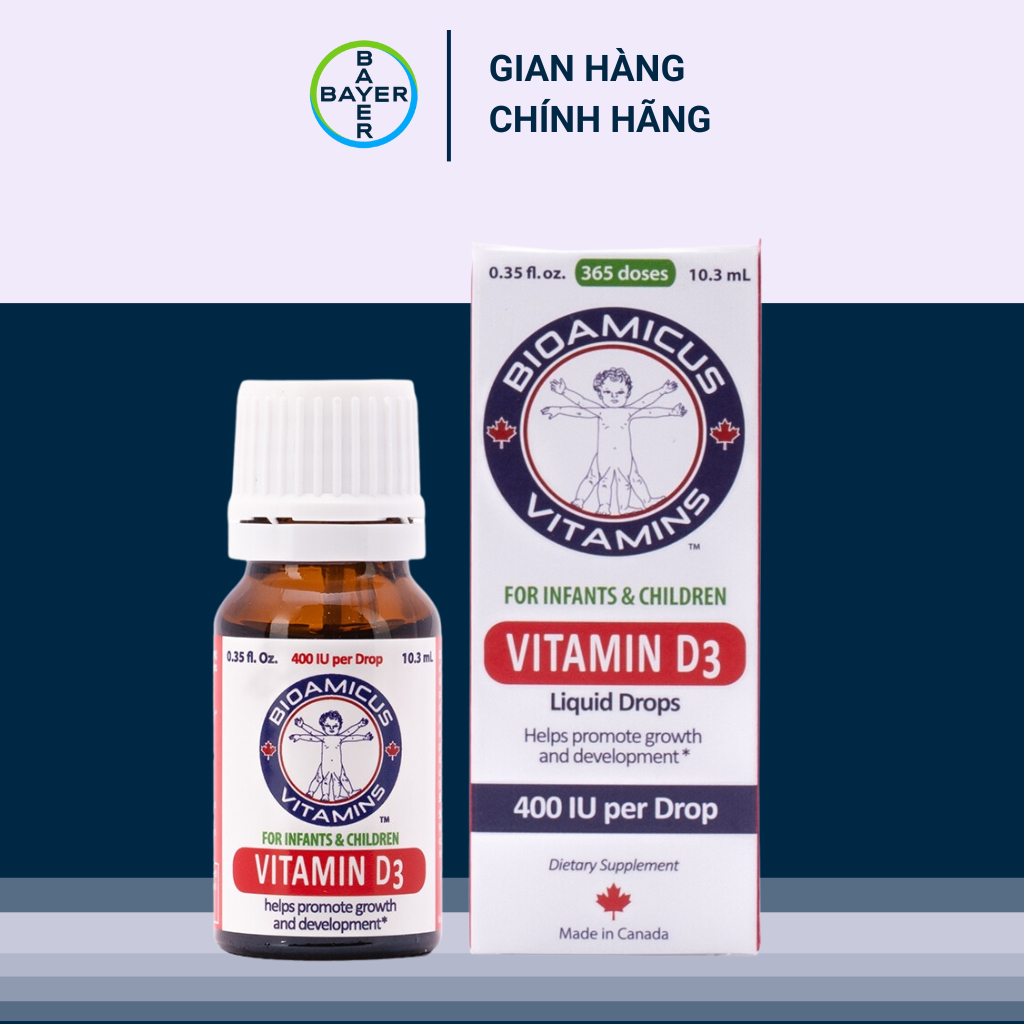 Bioamicus Vitamin D3 Bổ Sung Giúp Hấp Thụ Canxi Cho Trẻ Từ Sơ Sinh Lọ 10.3ml