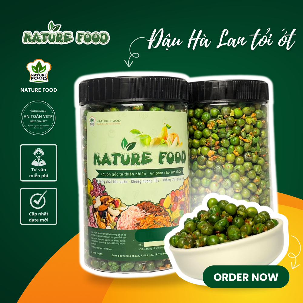 [HỘP 450GR] ĐẬU HÀ LAN RANG TỎI ỚT NATURE FOOD