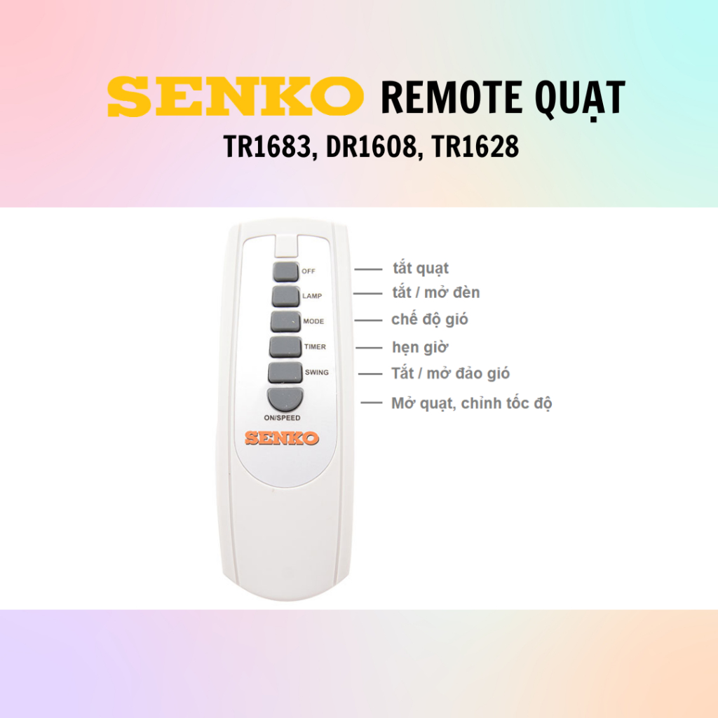 Remote điều khiển quạt Senko mã TR1683, DR1608, TR1628 - 100% chính hãng