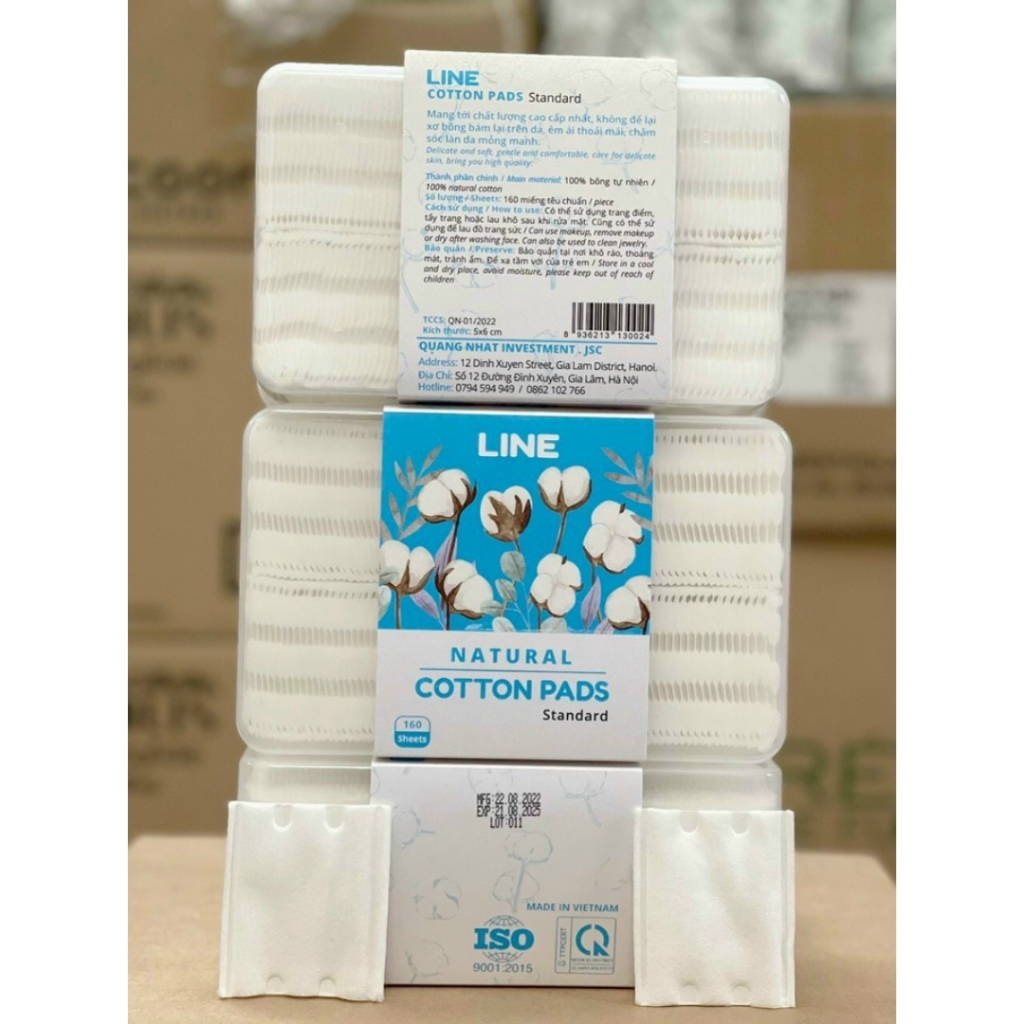 Bông Tẩy Trang LINE 100% Cotton Hàng Việt Nam Chất Lượng Cao, Dập Viền Chắc Chắn