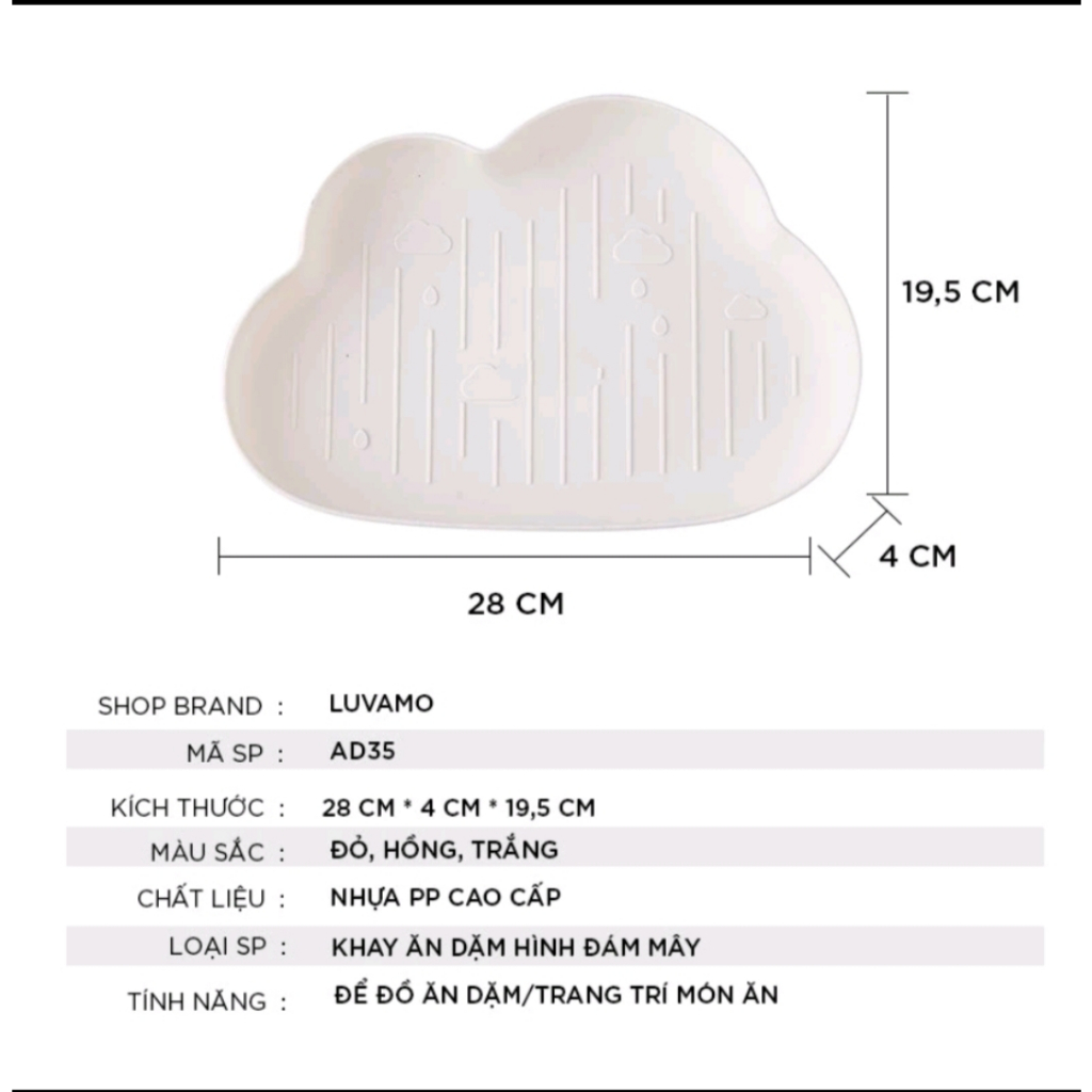 Đĩa nhựa hình mây cute dành cho bé