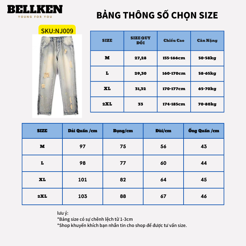 🔥BELLKEN🔥Quần jean nam ống rộng rách gối Thiết Kế Phong, Quần bò nam Form xuông hottrend phong cách streetwear