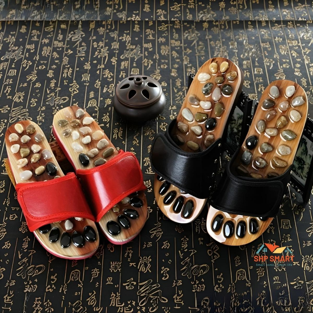 Dép Massage Khảm Đá Bấm Huyệt Bàn Chân - Giảm Mệt Mỏi, Tăng Lưu Thông Khí Huyết