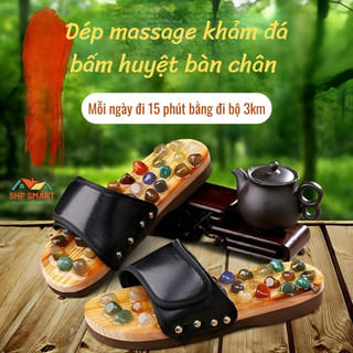 (Mã NSF02P130 giảm 30K) Dép Massage Khảm Đá Bấm Huyệt Bàn Chân - Giảm Mệt Mỏi, Tăng Lưu Thông Khí Huyết