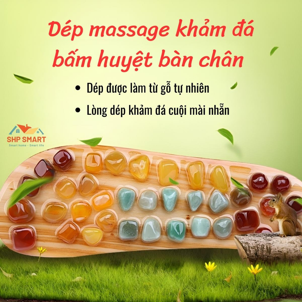 Dép Massage Khảm Đá Bấm Huyệt Bàn Chân - Thư Giãn và Lưu Thông Khí Huyết Hiệu Quả