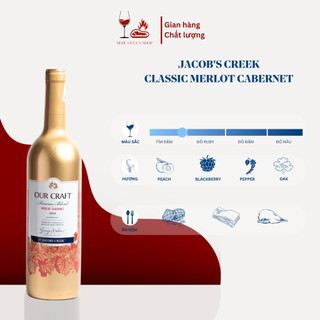 Rượu vang jacob's creek our craft reserve blend merlot carbernet 2019 nồng độ alc 13.9% 750ml không hộp