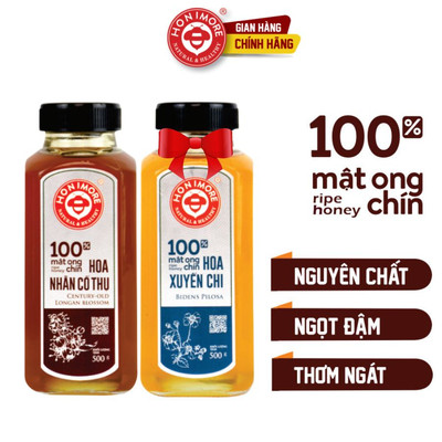 Combo: Mật ong chín Honimore Natural & Healthy Nhãn Cổ Thụ 500g + vị Hoa Xuyến Chi 500g