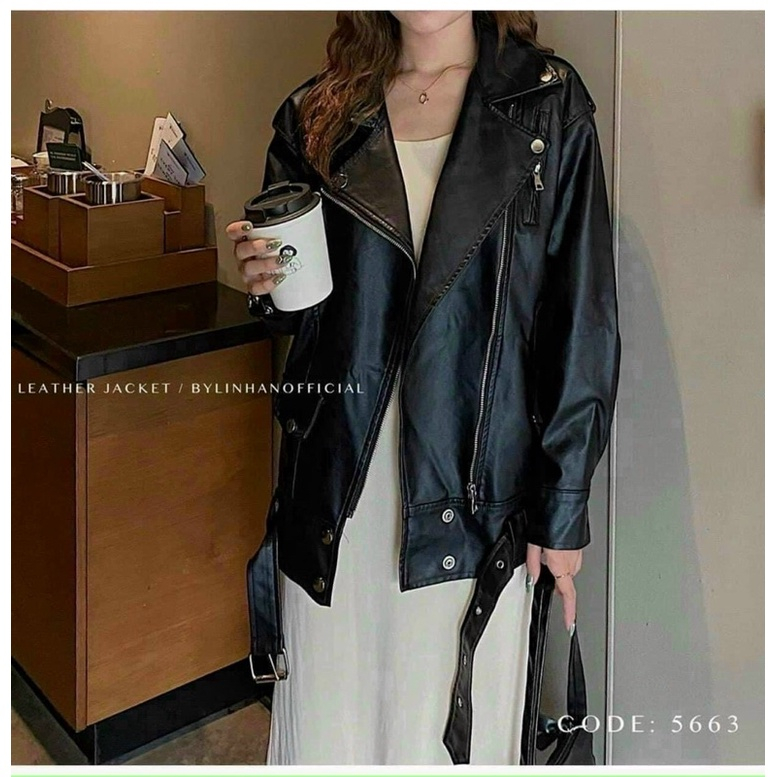 Áo khoác da dáng dài unisex chất liệu da PU cao cấp phong cách cá tính