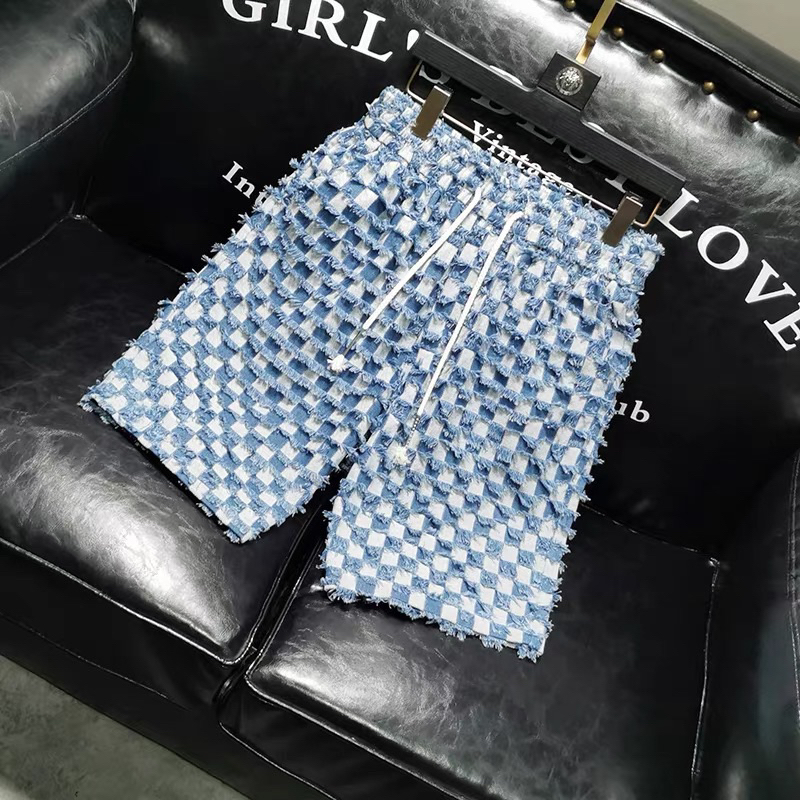 VẢI JEANS THỜI TRANG Ô VUÔNG RÁCH