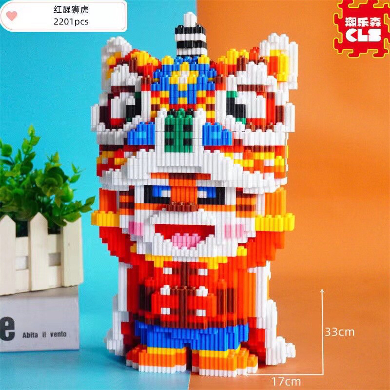 Mô hình lắp ráp 33cm Hổ Con múa Kỳ Lân + Tặng búa