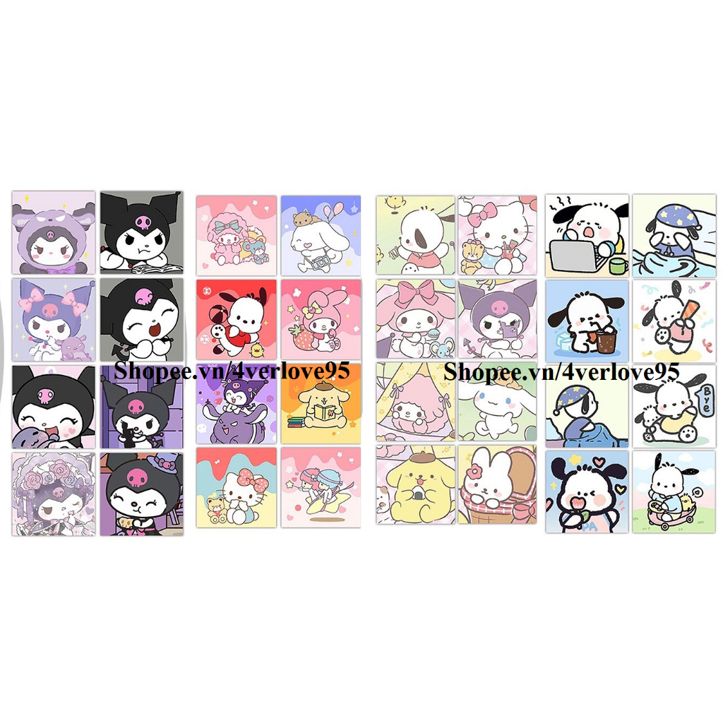 Set 32 Hình Dán Sanrio Hoạt Hình Kuromi Melody Hình Dán Anime Hình Dán Niêm Phong 2cm