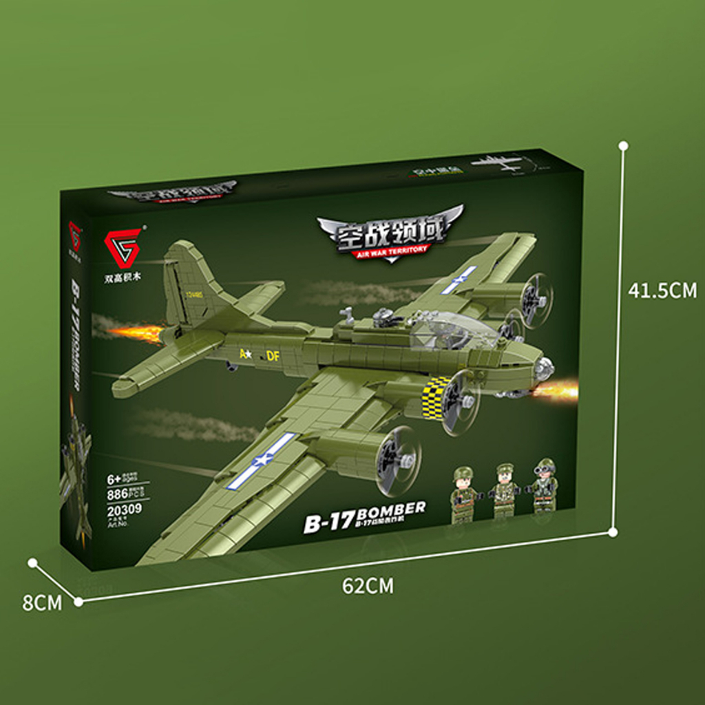 Đồ chơi Lắp ráp Máy bay ném bom B-17, No 10309 Bomber Flying, Xếp hình thông minh, Mô hình mấy bay quân sự
