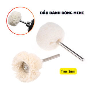 Đầu sợi len, lông cừu dụng cụ đánh bóng mini cán 3mm dùng cho máy khoan tay, máy mài khuôn