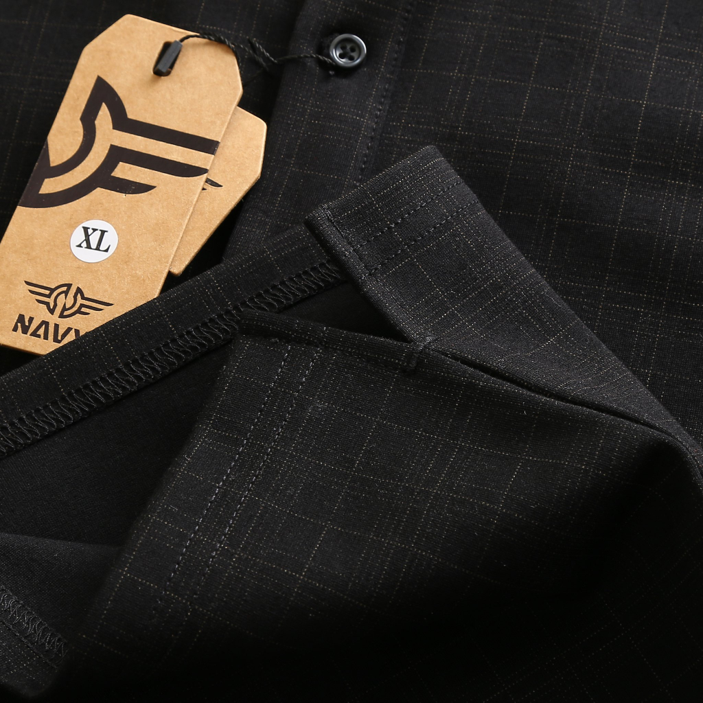 BIGSIZE NAM 80-140KG ÁO POLO ĐEN PHỐI NÂU Ô VUÔNG 2BIG NAVY STAR