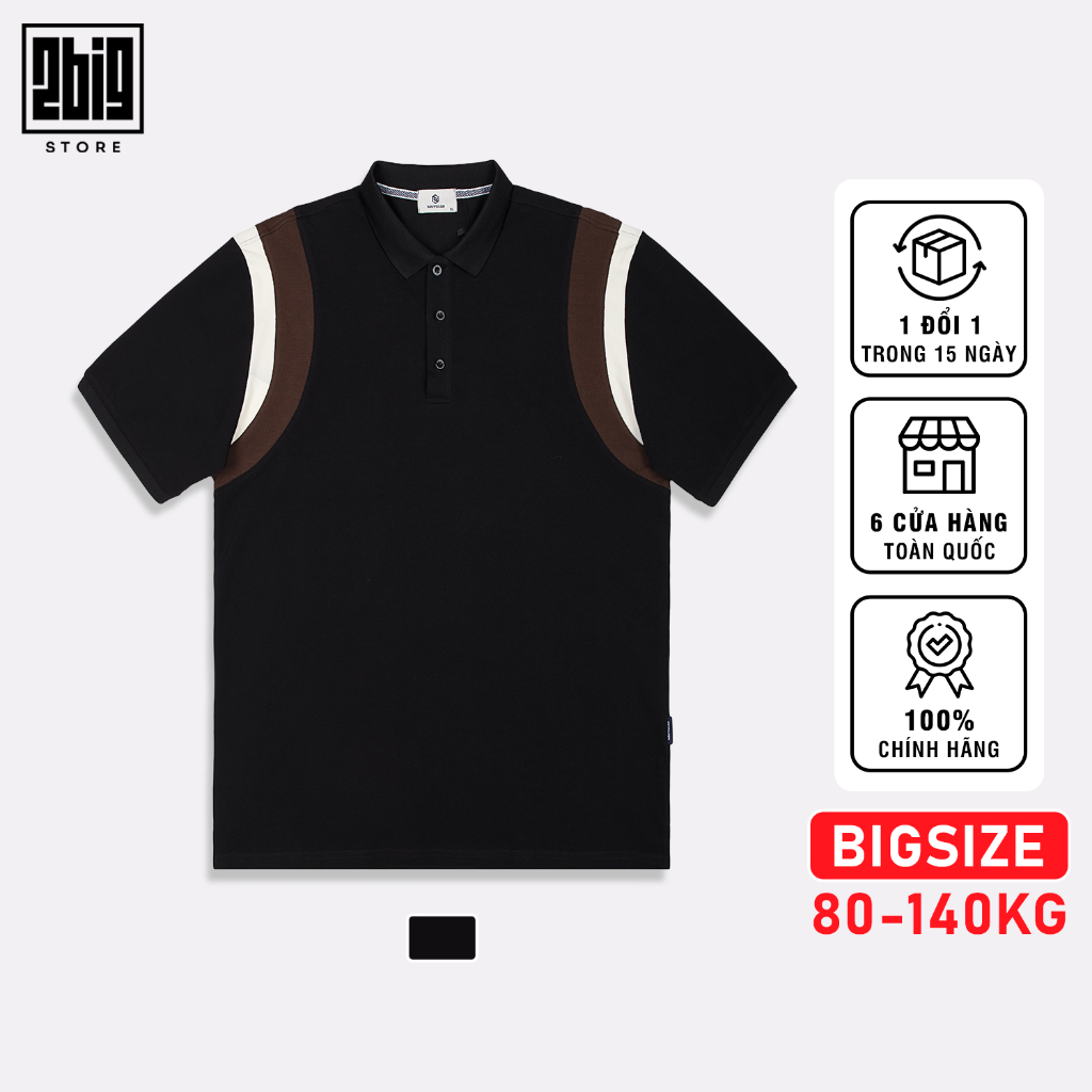 BIGSIZE NAM 80-140KG POLO ĐEN PHỐI NÂU TRẮNG 2BIG NAVY STAR