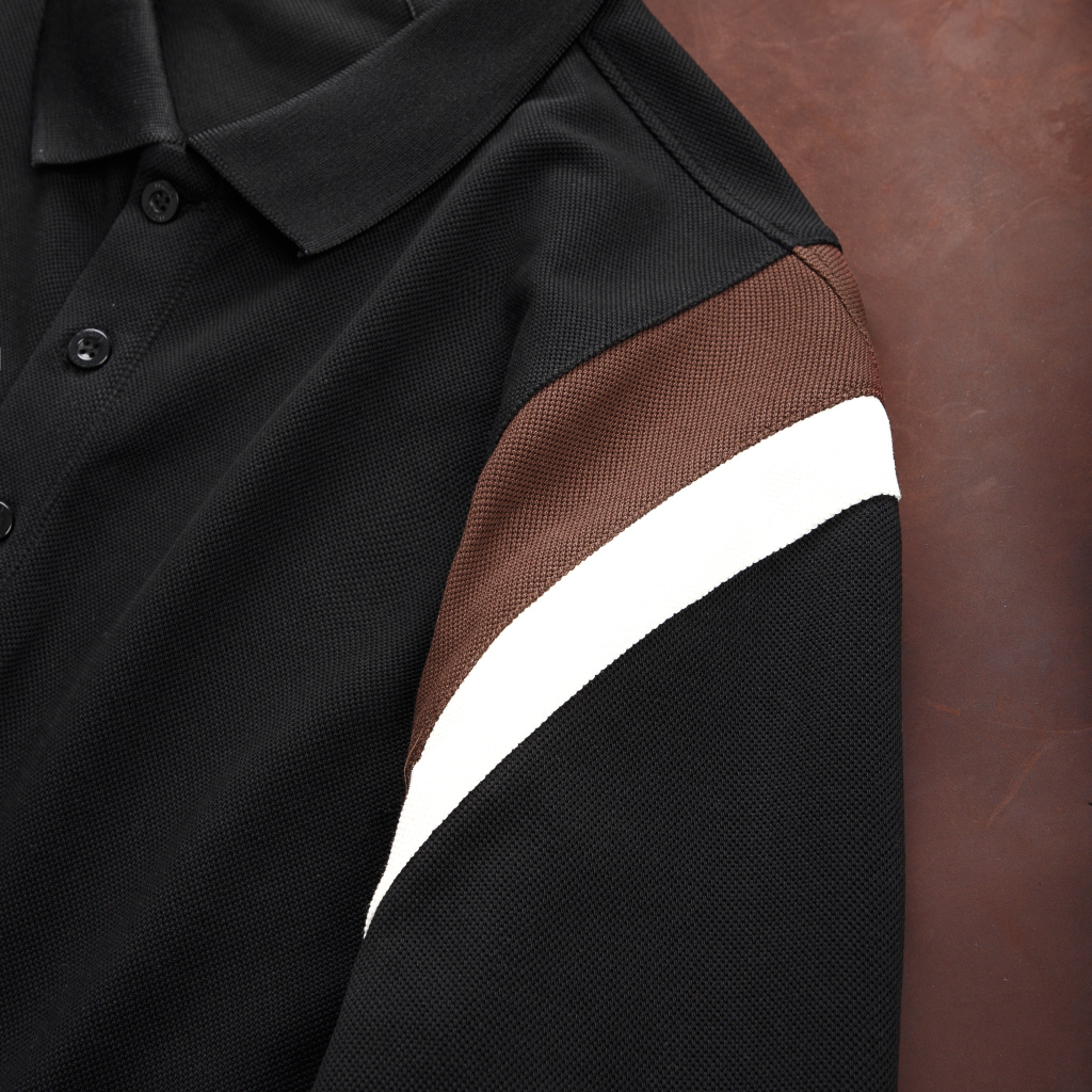 BIGSIZE NAM 80-140KG POLO ĐEN PHỐI NÂU TRẮNG 2BIG NAVY STAR