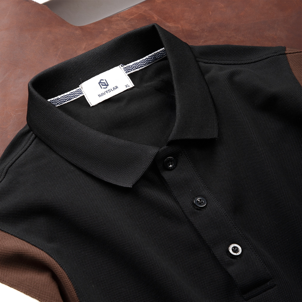 BIGSIZE NAM 80-140KG POLO ĐEN PHỐI NÂU TRẮNG 2BIG NAVY STAR