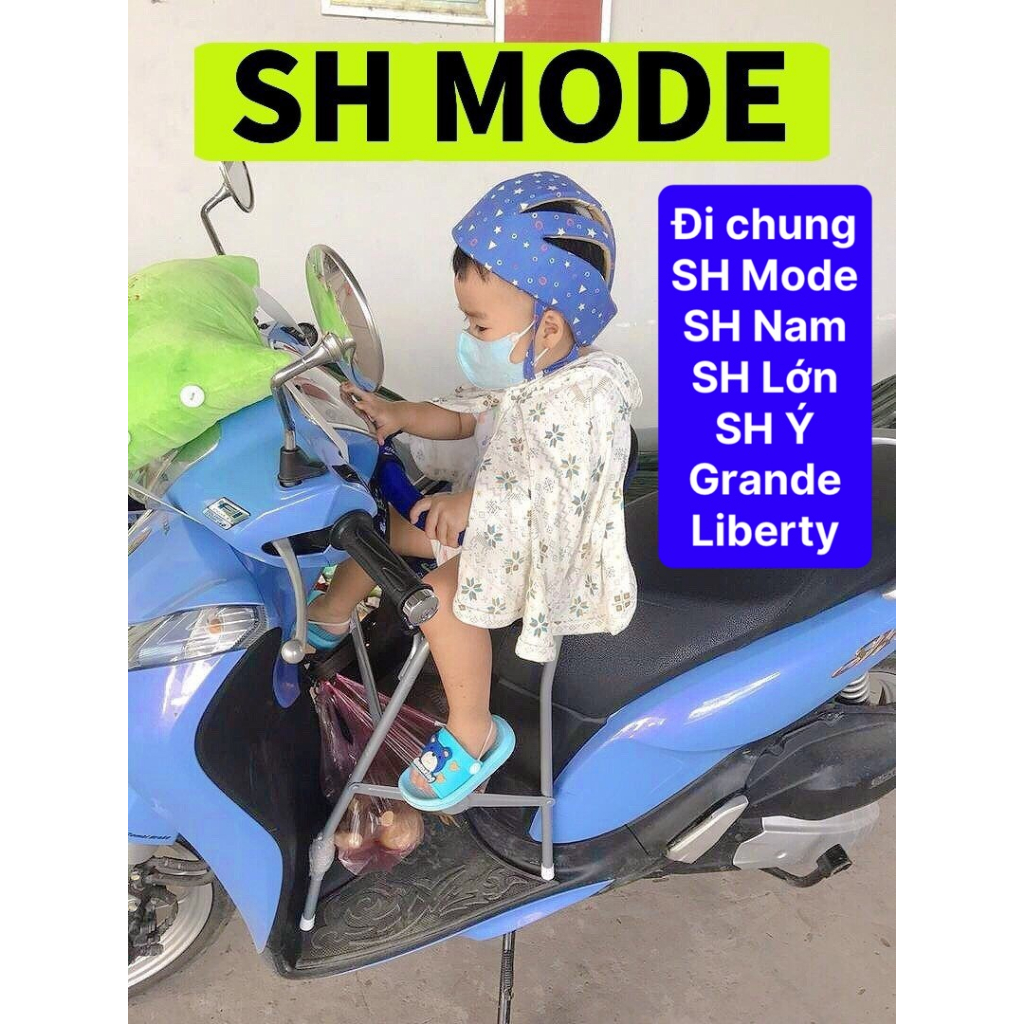(freeship) Ghế ngồi xe tay ga SH MODE cho bé , ghế ga xếp sắt sơn tĩnh điện gấp gọn