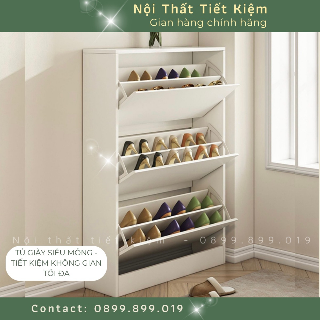 Tủ giày siêu mỏng gỗ Nội Thất Tiết Kiệm dùng làm kệ để giày thông minh đã lắp sẵn TG229992