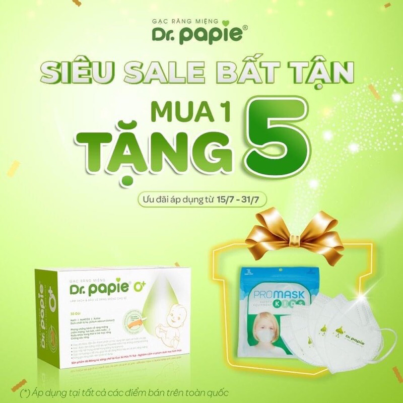 Rơ lưỡi, gạc răng miệng thảo dược Dr Papie cho bé