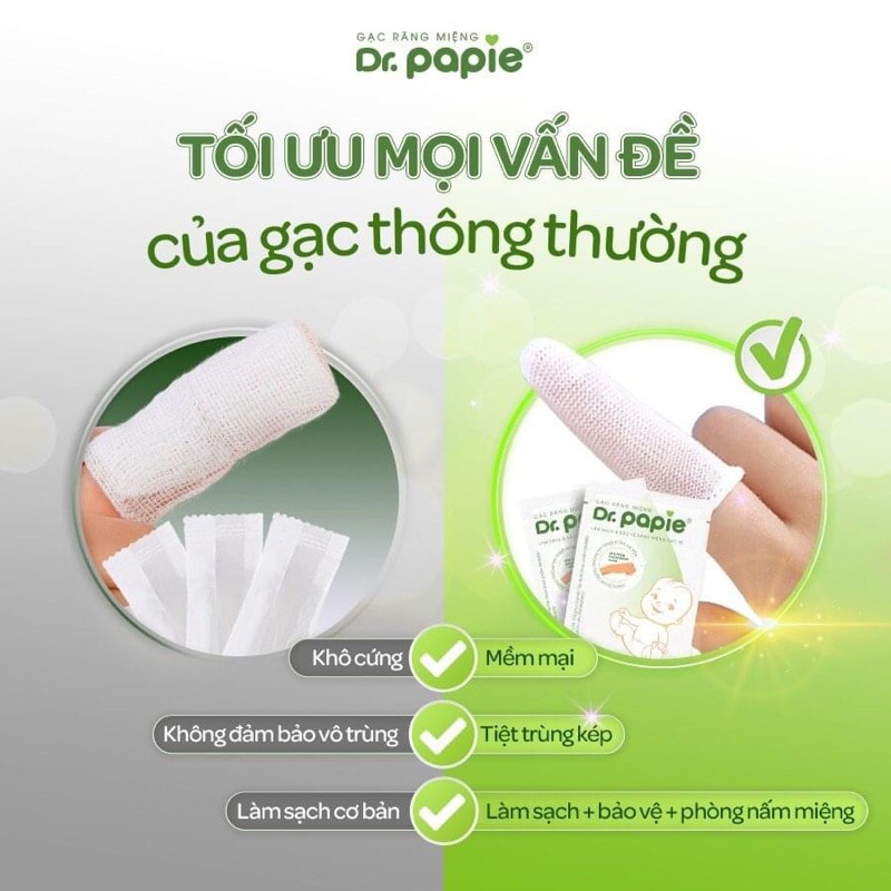 Rơ lưỡi, gạc răng miệng thảo dược Dr Papie cho bé