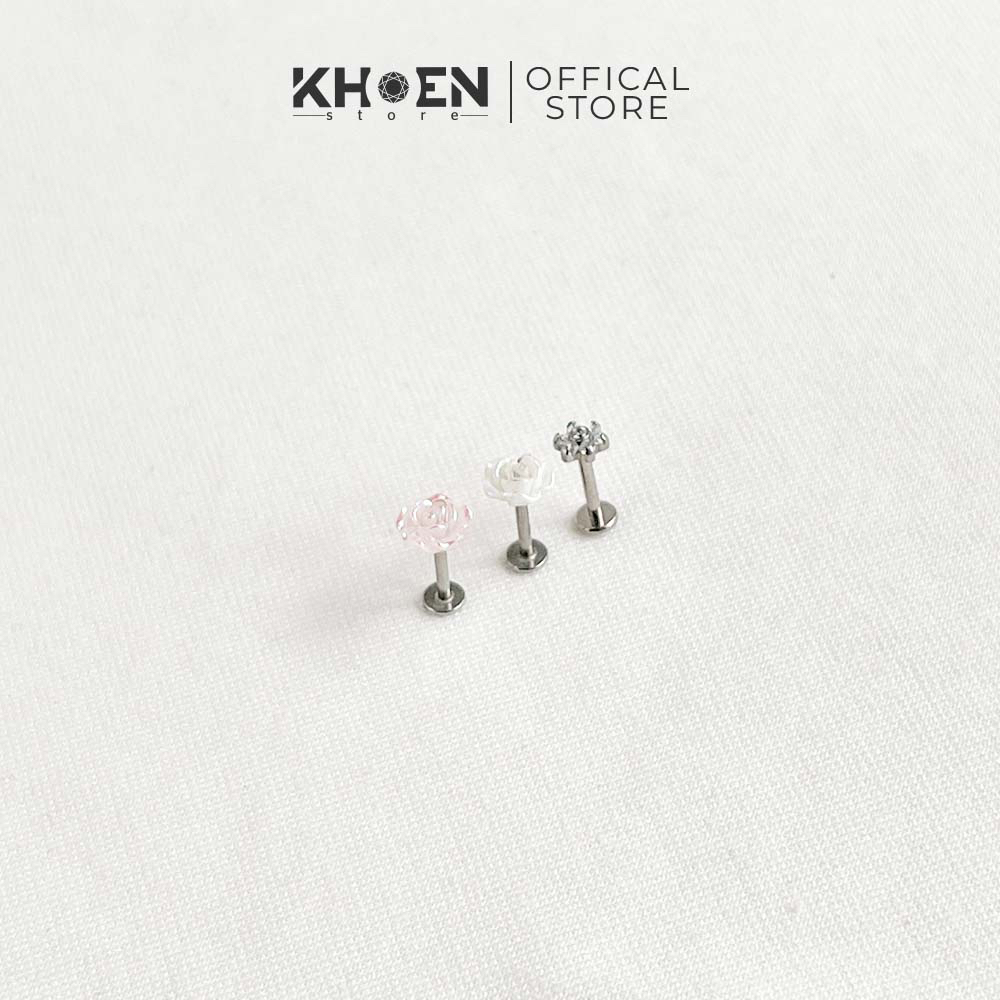 (1 Chiếc) Khuyên tai Hoa Hồng Titanium G23 - Khoen Store