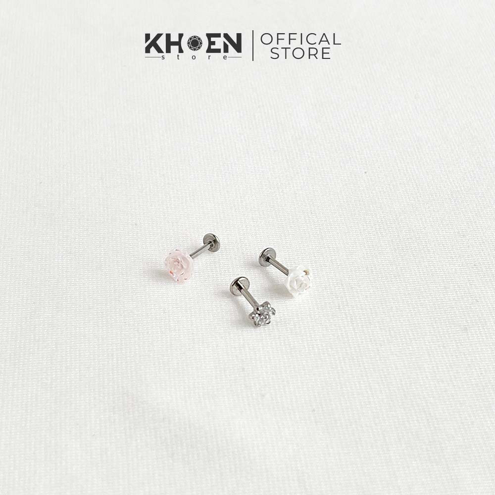 (1 Chiếc) Khuyên tai Hoa Hồng Titanium G23 - Khoen Store