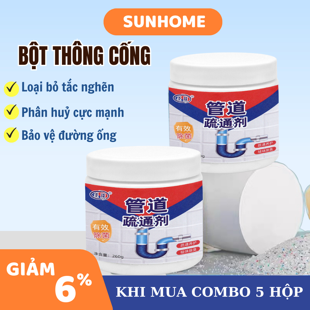 Bột Thông Tắc Cống Cực Mạnh H2G2 Hương Chanh + Bạc Hà Thông Tắc Cống, Đường Ống, Bồn Cầu, Bồn Rửa Mặt - H2G2