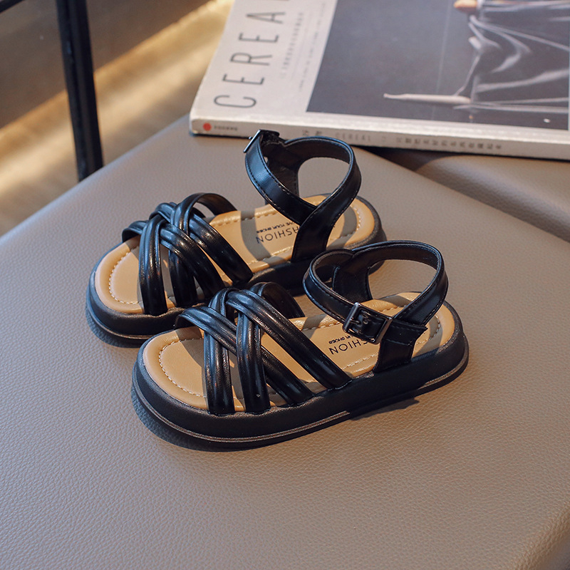 Dép Sandal Dép Quai Hậu Cho Bé Gái Quai Da Chéo Đi Mềm Êm Chân