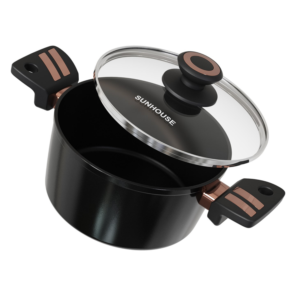 Bộ nồi Titan Sunhouse ST2210B với 3 size 18/20/24cm sử dụng trên mọi loại bếp-KIMBAO