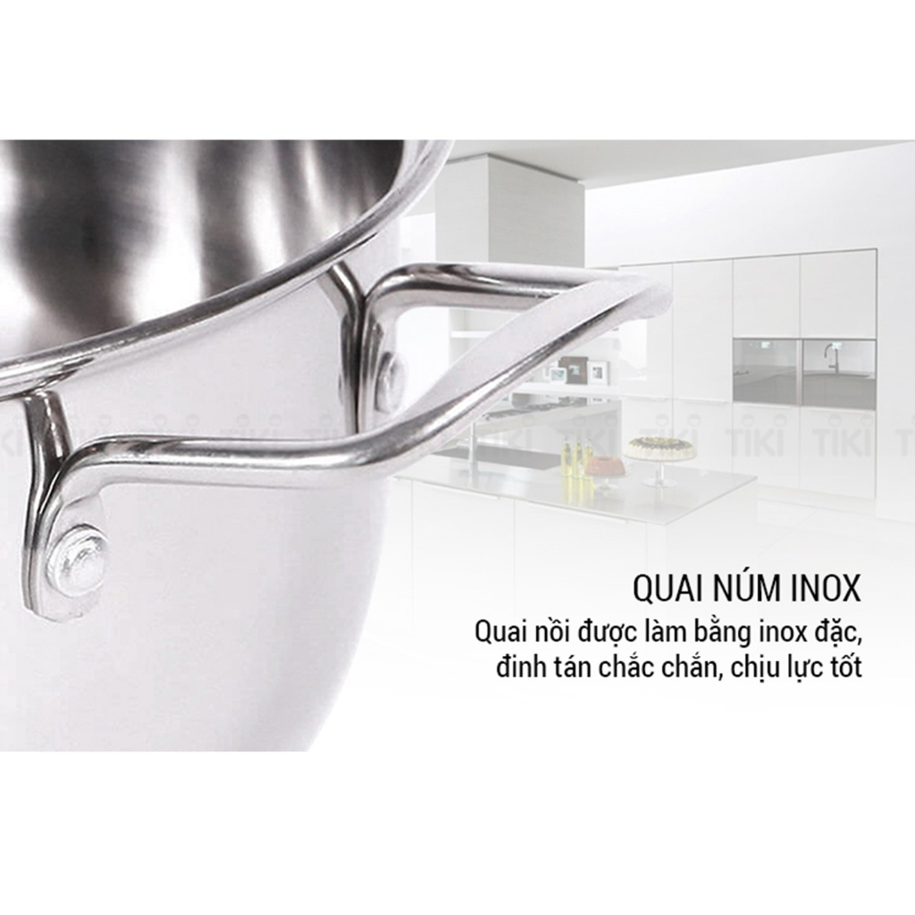 Bộ nồi inox 3 đáy Sunhouse SH335 3 size 16/20/24cm dùng được trên mọi loại bếp-KIMBAO