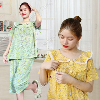 Đồ bộ bầu và sau sinh lửng lụa đẹp mát size 55-80kg (có thiết kế mở cho bé ti)